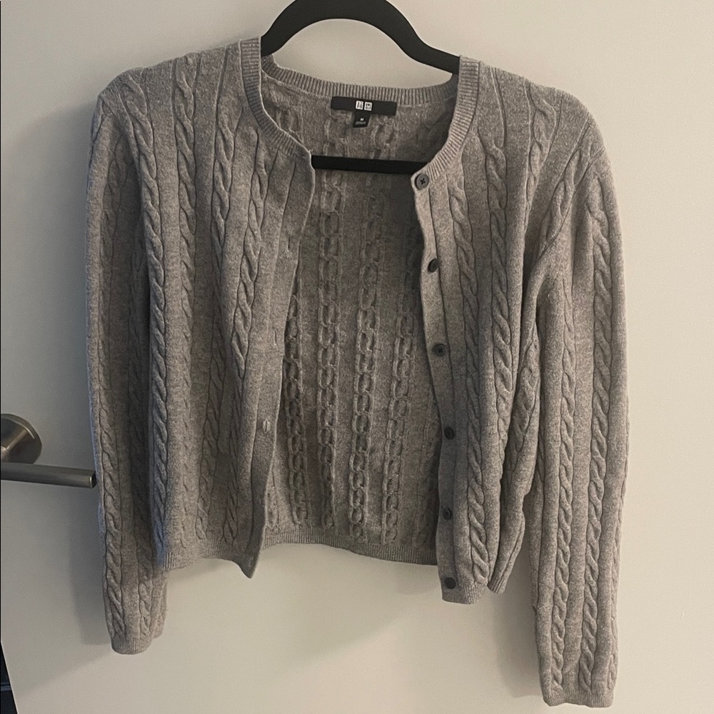 Uniqlo Gray Women's Cable Knit Cardigan, M